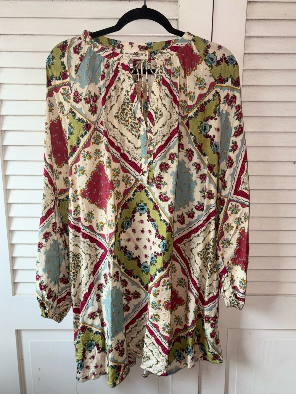 NWT Natural Life Camille Mini Dress Medium Handkerchief Mix Boho Patchwork - Picture 3 of 8